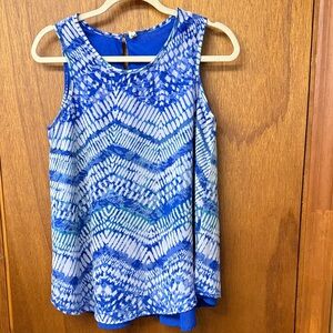 Japna Blue and White Patterned Tank Top